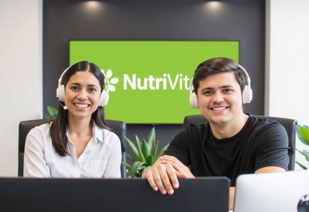 Echipa Nutrivitalvx zâmbind și oferind asistență clienților